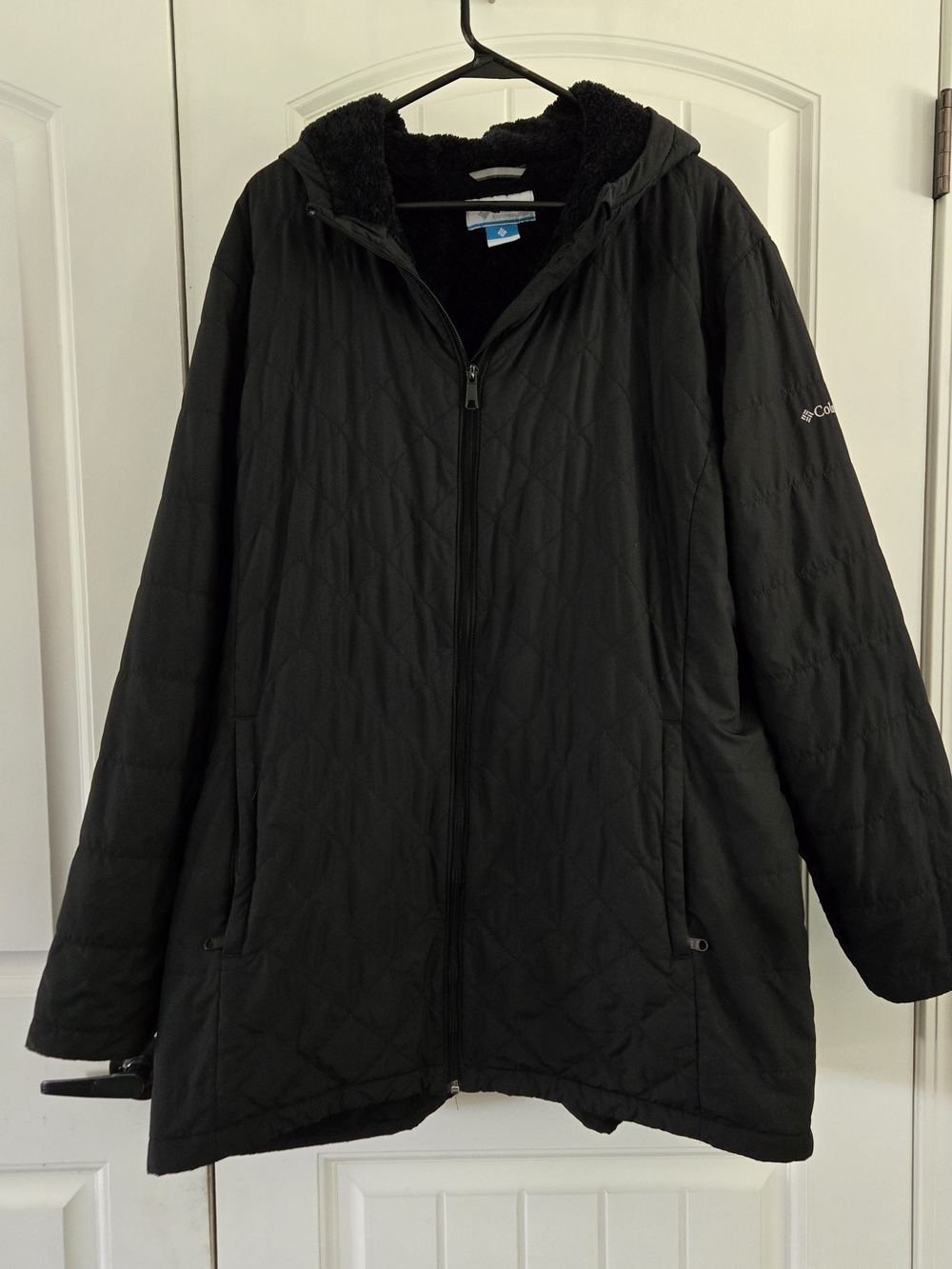 Columbia Black Copper Crest Long Quilted Hooded Jacket Fleece Lined Coat 3x